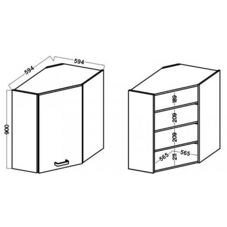 Szafka narożna 60 cm kaszmir + biały CAROL 60x60 GN-90 1F 45